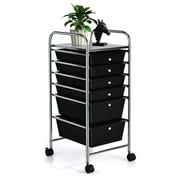 Liuyao 6-Drawer Rolling Storage Cart, Multifunctional Art Craft Tools Organizer on Wheels, Heavy Duty Utility Mobile Storage Trolley w/ 2 Lockable Wheels for Home Office School (Black)